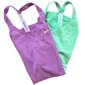2 Nike Dri Fit Tank Top Women M Purple Green Workout Tank Yoga Cross-fit Running